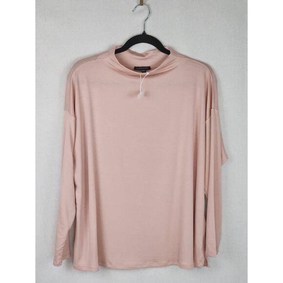 Eileen Fisher Top Womens M New Funnel Neck Box-Top Blush corpcore  mature comfy - Picture 2 of 8